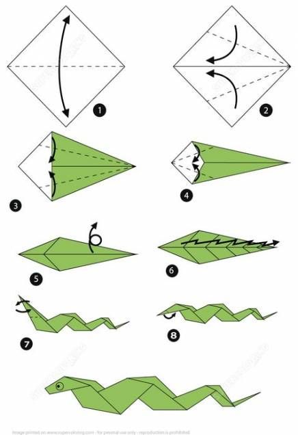 step by step instructions to make origami crocodiles and alligators from paper