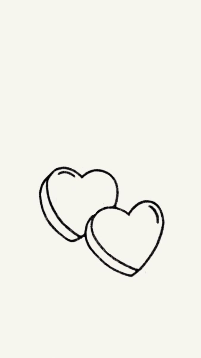 two hearts drawn in black ink on a white background