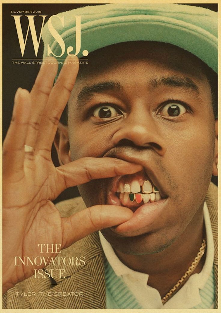 the cover of w s j magazine shows a man with his mouth open