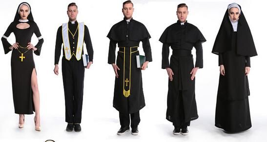 Halloween Priest Costume, Priest Outfit Reference, Priest Outfit Anime, Priest Outfits, Priest Illustration, Priest Uniform, Nun Outfit Reference, Priest Clothing, Priest Clothes