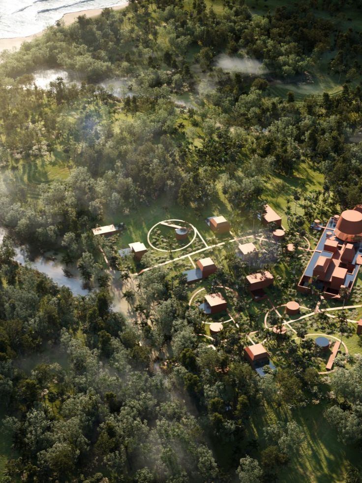 This time, we create a 3D concept and renderings for a gated community village in the untouched territory of the island of Bali. High quality and photorealistic exterior visualization from point of human and aerial views. #architecture #visualization #cgi #rendering #exterior #render #3d #3dsmax #architecturalvisialization #coronarenderer #noncommercial Master Plan Render, Community Village, Plan Render, Masterplan Architecture, Render Reference, Rendering Styles, Exterior Render, Student Portfolio, Children Park