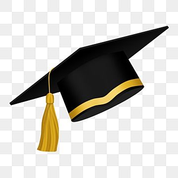 a black and gold graduation cap with a tassel on it, transparent background png