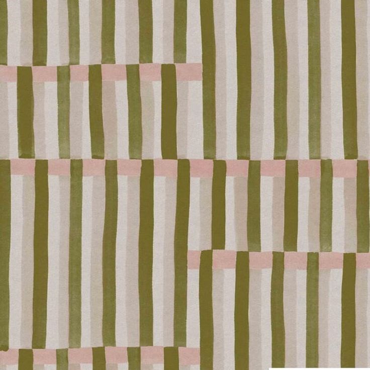 a green and white striped wallpaper with pink strips on it's edges,