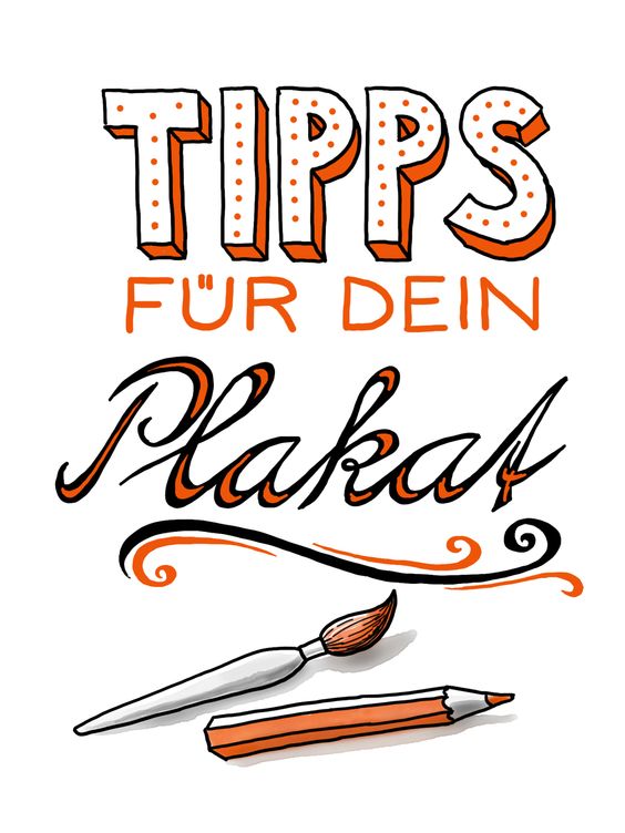 the words tips fur dein pahar are written in orange and black ink on a white background