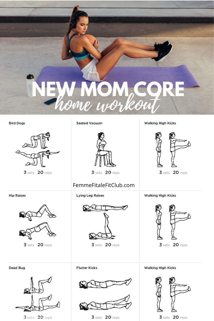 a woman doing the new mom core home workout