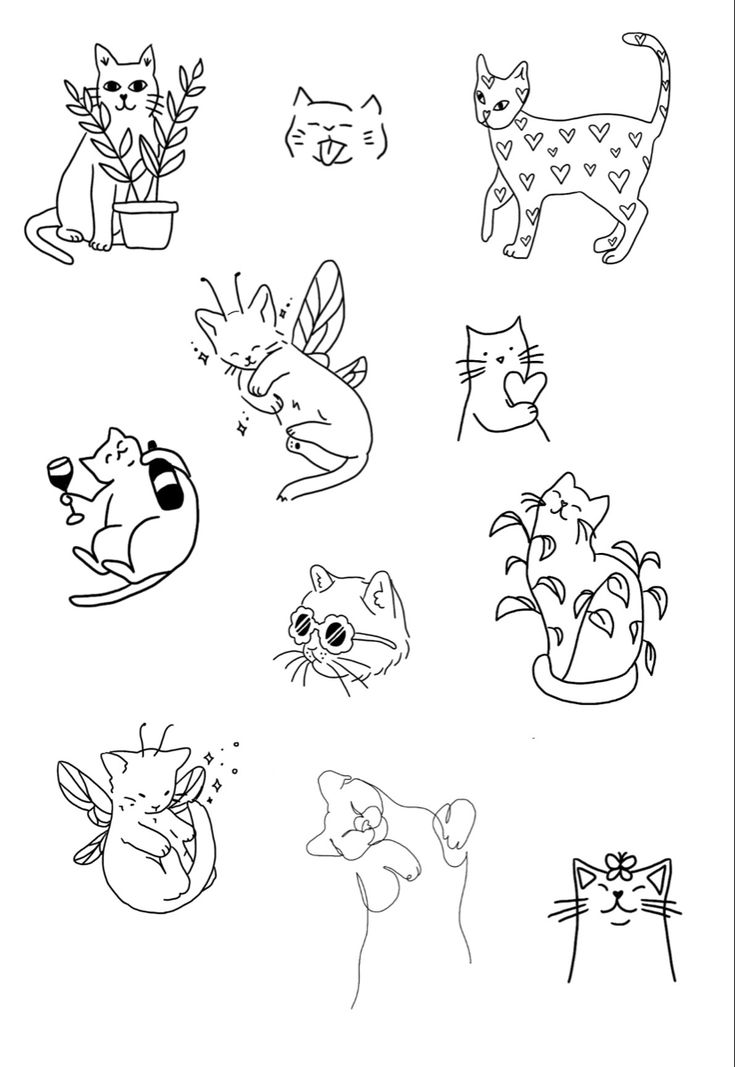 an image of cats and kittens coloring pages