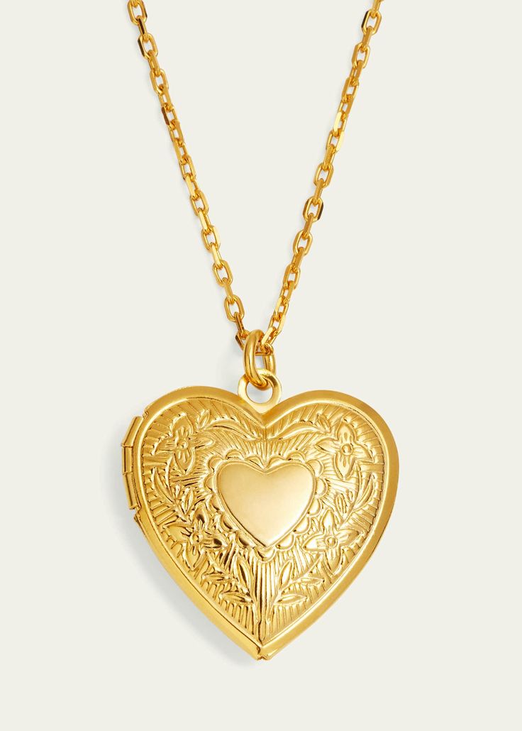 Ben-Amun 24k Gold Electroplate Chain Necklace with Heart Locket Pendant Vintage Gold Heart Locket, Gold Necklace Locket, Chunky Gold Heart Necklace, Pretty Lockets, Golden Heart Locket, Vintage Gold Locket, Royal Pendant, Gold Heart Locket Necklace, Dreamy Jewelry