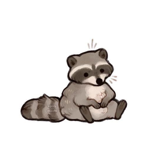 a drawing of a raccoon sitting on the ground