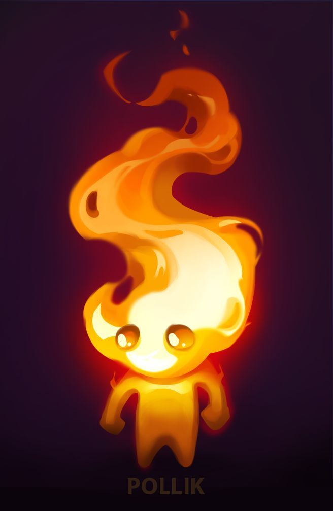 a cartoon character that is glowing in the dark with fire coming out of his head