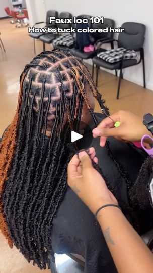 349K views · 33K reactions | This is the simplest way to tuck colored hair when doing faux locs💁🏽‍♀️

Style: mid back distressed locs with a pop of color

JUNE BOOKS ARE OPEN 🗓️Head to my bio to book your appointment ✨

Follow @locsbydoll for more helpful tips🩷

#dmvbraiders #dmvstylist #vabraiders
#757locs #softlocs757 #hamptonstylist #fauxlocscharlotte #fauxlocstyles
#dmvlocstylist 757fauxlocs
#locextensionsdmv #locstylist
#dmvhairstylist #explorepage #fypage
#foryoureels #foryou #instagramreels | 757 Faux Loc Stylist💕 | Tee Grizzley · IDGAF (feat. Chris Brown & Mariah the Scientist) [Sped Up] Faux Locs With Highlights Black Women, Distressed Faux Locs, Tee Grizzley, Distressed Locs, Faux Locs Styles, Faux Loc, Loc Extensions, The Scientist, Gold Tips