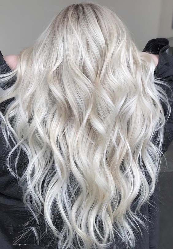 Icy Platinum Blonde Hair With Dark Roots, Blonde Hair Colour Shades, Bleached Blonde, Platinum Blonde Hair Color, Icy Blonde Hair, Blonde Haircuts, Icy Blonde, Haircut Styles, Hair Color Shades