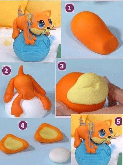 the instructions for making an orange cat toy