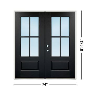 the measurements for a double door and sidelights are shown in black with clear glass