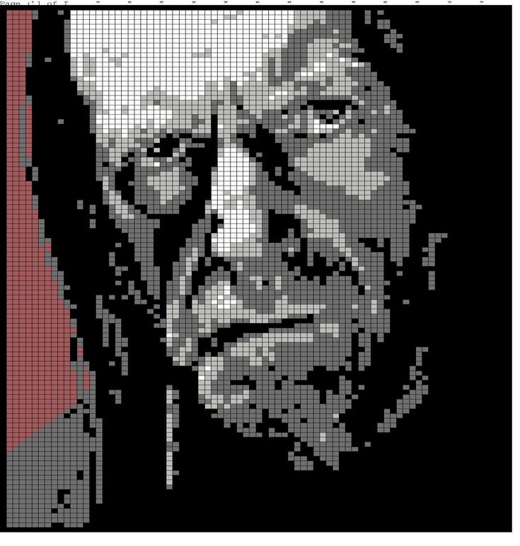 an old man with glasses is depicted in the cross stitch pattern on black and white