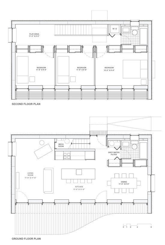 two floor plans for a small house