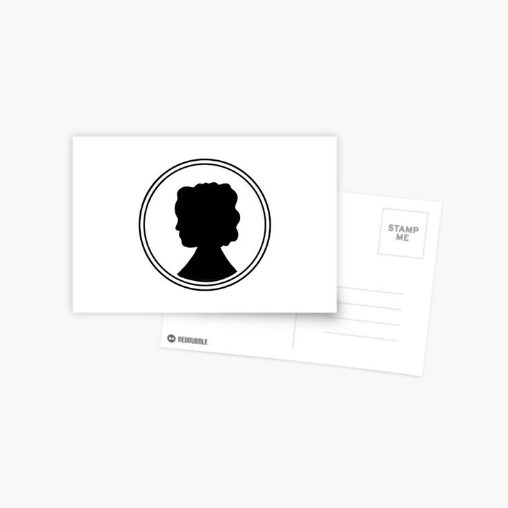 the silhouette of a woman's head in a circle on a white background postcard