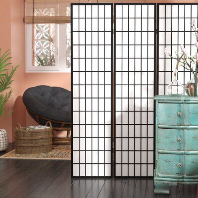 Whether you're creating a private changing space in the guest room or bringing a bit of Eastern style to your den, this Shoji-style room divider lets you find Feng shui in any environment. Crafted from wood and paper, this low-maintenance room divider is easy to install (a wobble-free base ensures it will stay in place) and clean (simply dust with a dry cloth). Whether you're leaning into a well-traveled look or just switching up your aesthetic, this room divider is sure to tie your look togethe Shoji Room Divider, Living Room And Bedroom Combo, 3 Panel Room Divider, Portable Room Dividers, Folding Room Divider, 4 Panel Room Divider, Living Room Divider, Hanging Room Dividers, Room Divider Ideas