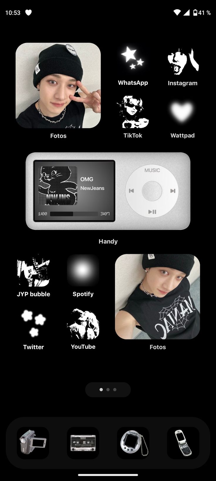 an iphone screen showing the user's profile and other icons, including headphones