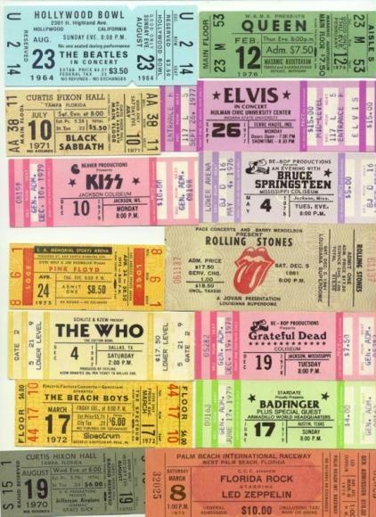 the rolling stones concert ticket collection from 1971 - 1970, including tickets to their shows