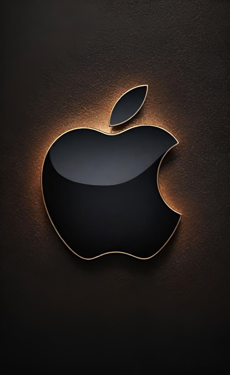 an apple logo on a black background