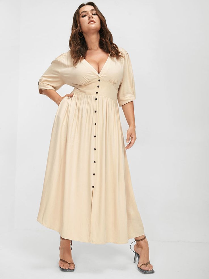 BloomChic Plus size clothing for women. You'll actually want to wear. Shop women's clothing sizes 10-30. With new styles added daily, you'll always find something to love. Free shipping on order $59. Free return for first order. Just shop now. Composition:100% Rayon Details:Gathered,Knotted Sleeve Length:Short Sleeve Neckline:V Neck Occasion:Casual Color:White,Multicolor,Green Stretch:Non-Stretch Style:Casual-1 Material:Rayon Season:Spring Boho Dress Short, Pocket Maxi Dress, Plunging Neck, Plus Size Clothing For Women, Long Summer Dresses, Necklines For Dresses, Womens Clothing Sizes, Trendy Dresses, Button Detail