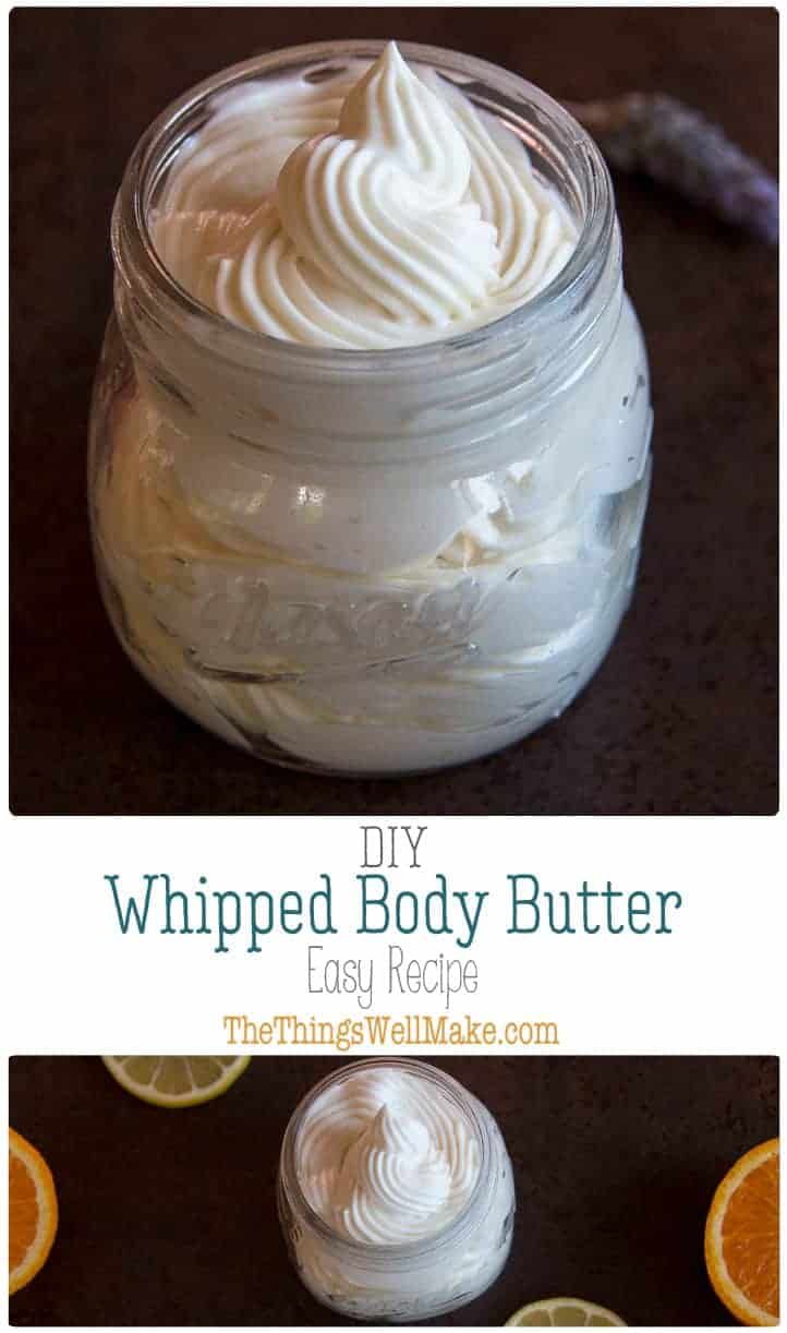 Nourish your skin with a whipped body butter that's simple to make. If you want to make your own natural products, but aren't quite ready for emulsions and preservatives, this recipe is a perfect starter recipe. Learn to make it the right way and how to troubleshoot any problems along the way! #thethingswellmake #miy #bodybutter #whippedbodybutter #diybodybutter #greenliving #naturalskincare #skincareproducts #dryskincare #dryskincareproducts #diynatural Basic Body Butter Recipe, Diy Whipped Body Butter Recipe, Diy Whipped Body Butter, Whipped Body Butter Recipe, Diy Body Butter Recipes, Body Butter Recipe, Săpunuri Handmade, Homemade Body Butter, Starter Recipe