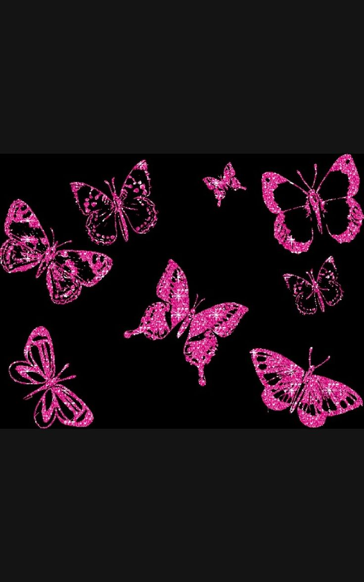 the pink butterflies are all drawn on black paper