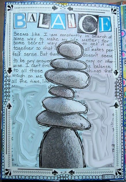 a drawing of rocks stacked on top of each other with the words balance written below