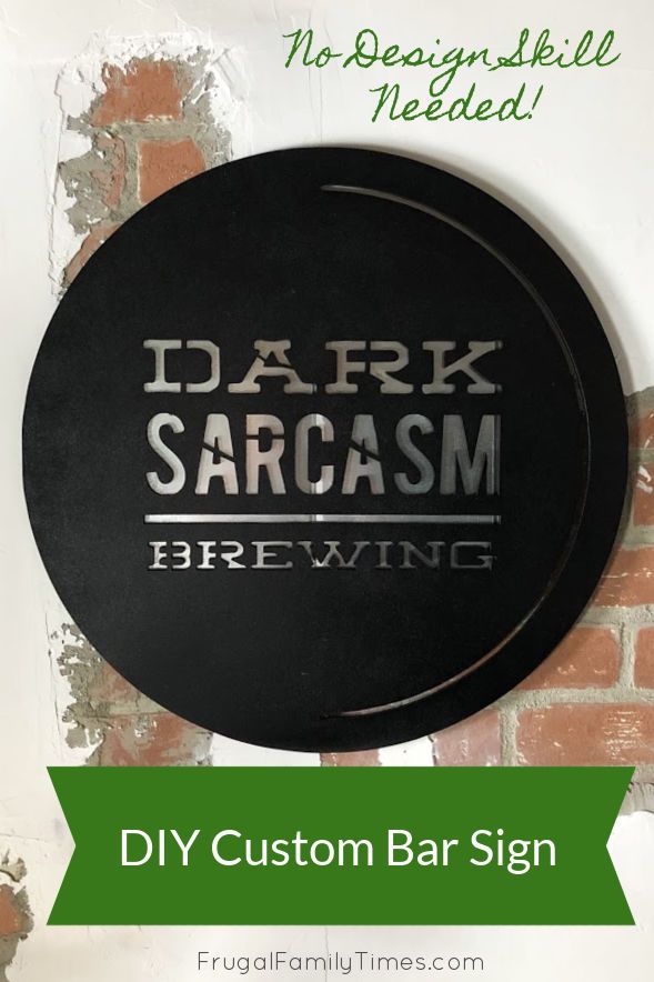 a sign that says dark sargasm brewing hanging on a brick wall with the words diy custom bar sign