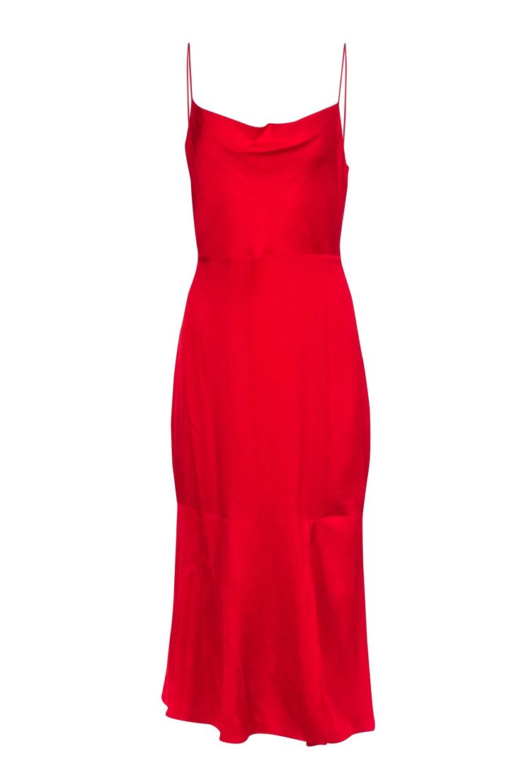 Current Boutique-Intermix - Red Silk Blend Sleeveless Cowl Neck Gown Sz 4 Bombshell Look, Cowl Neck Gown, Cowl Neck Maxi Dress, French Girl Chic, Social Event, Chic Shop, Buy Shoes Online, Fiery Red, Cowl Neckline