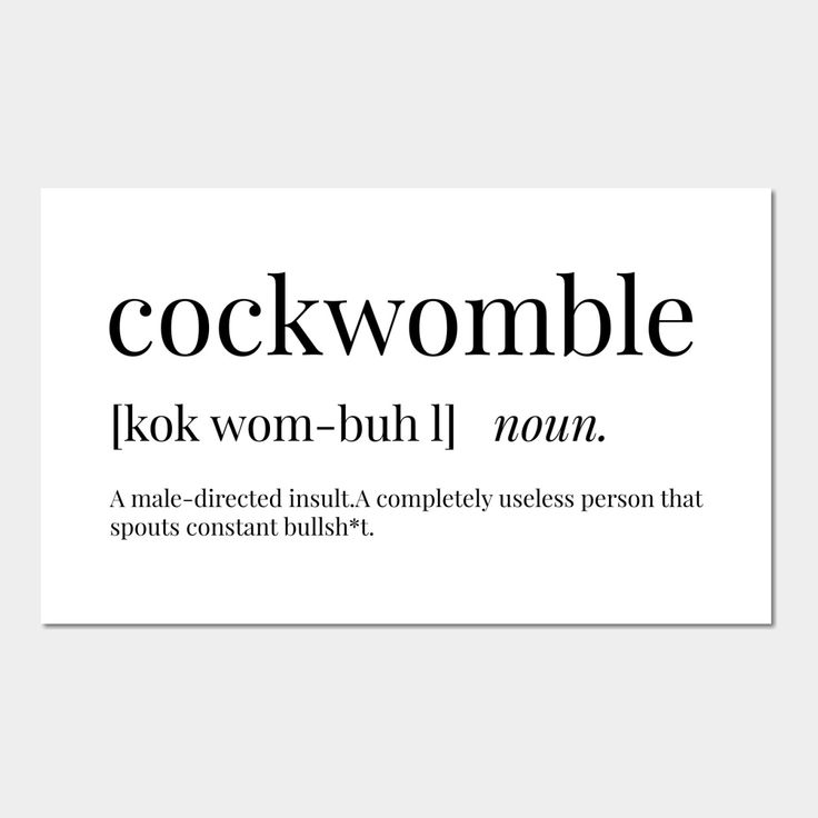 the words cockwomble are in black and white