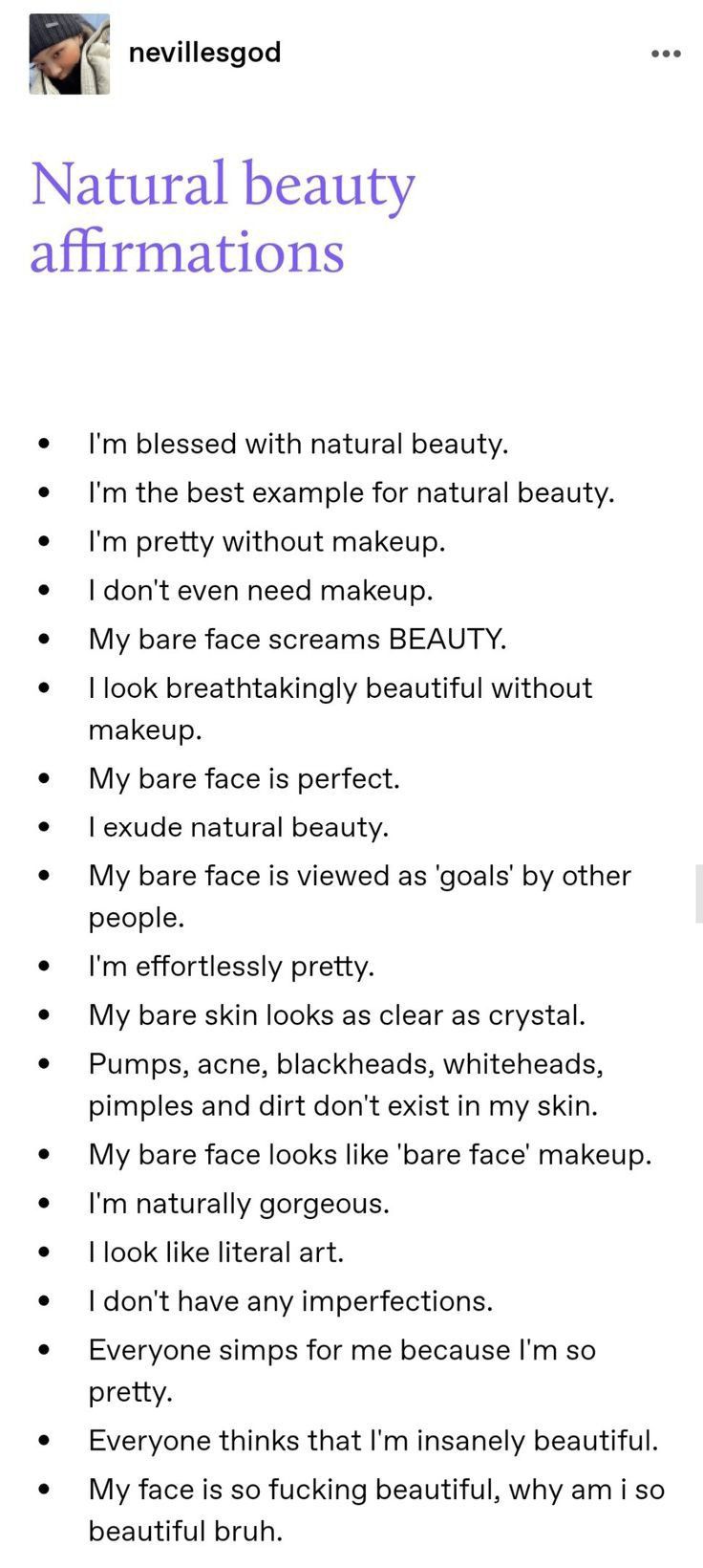 an image of the words natural beauty affirmations