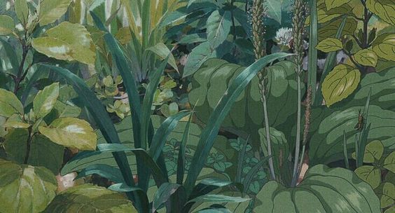 an image of a painting of plants in the woods