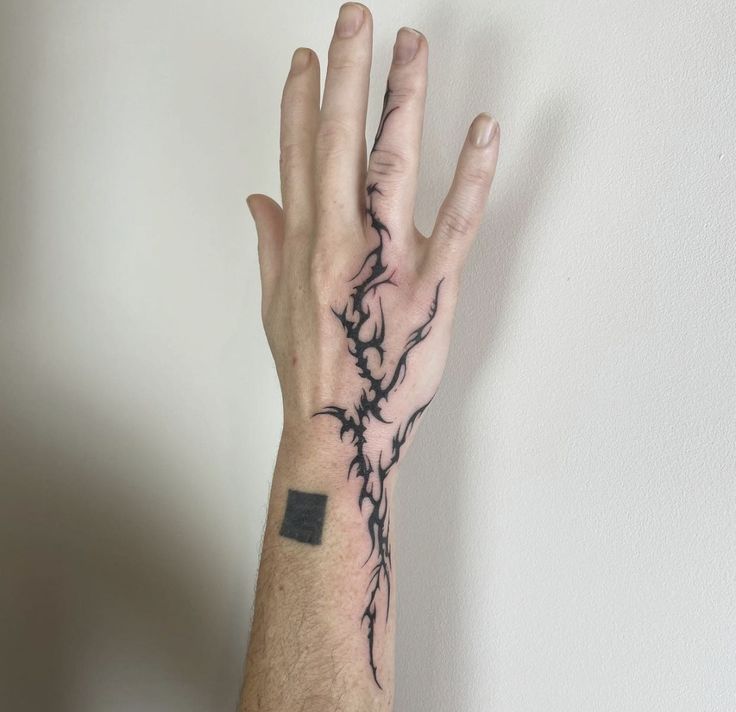 a person's hand with a tattoo on it