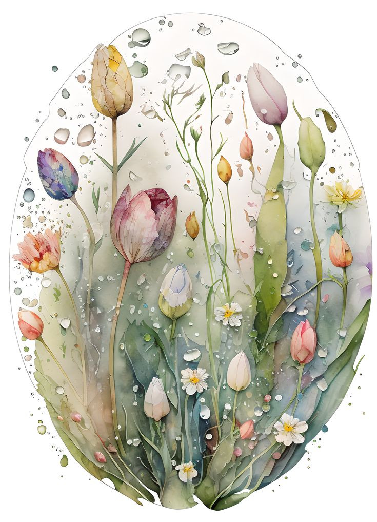 watercolor painting of flowers in a circle