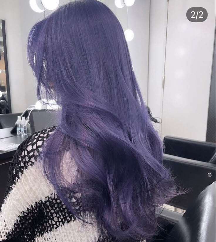 Dark Lavender Hair, Dusty Purple Hair, Ashy Purple Hair, Purple Long Hair, Periwinkle Hair, Pelo Color Vino, Long Purple Hair, Indigo Hair, Blue Purple Hair