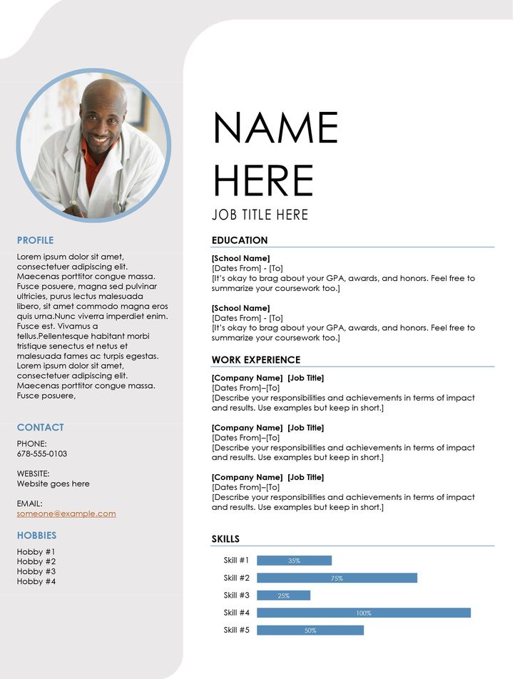 a professional resume with blue accents