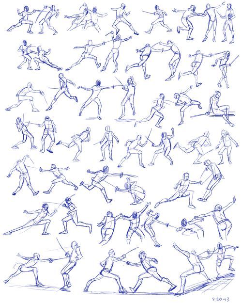 a drawing of people doing different poses