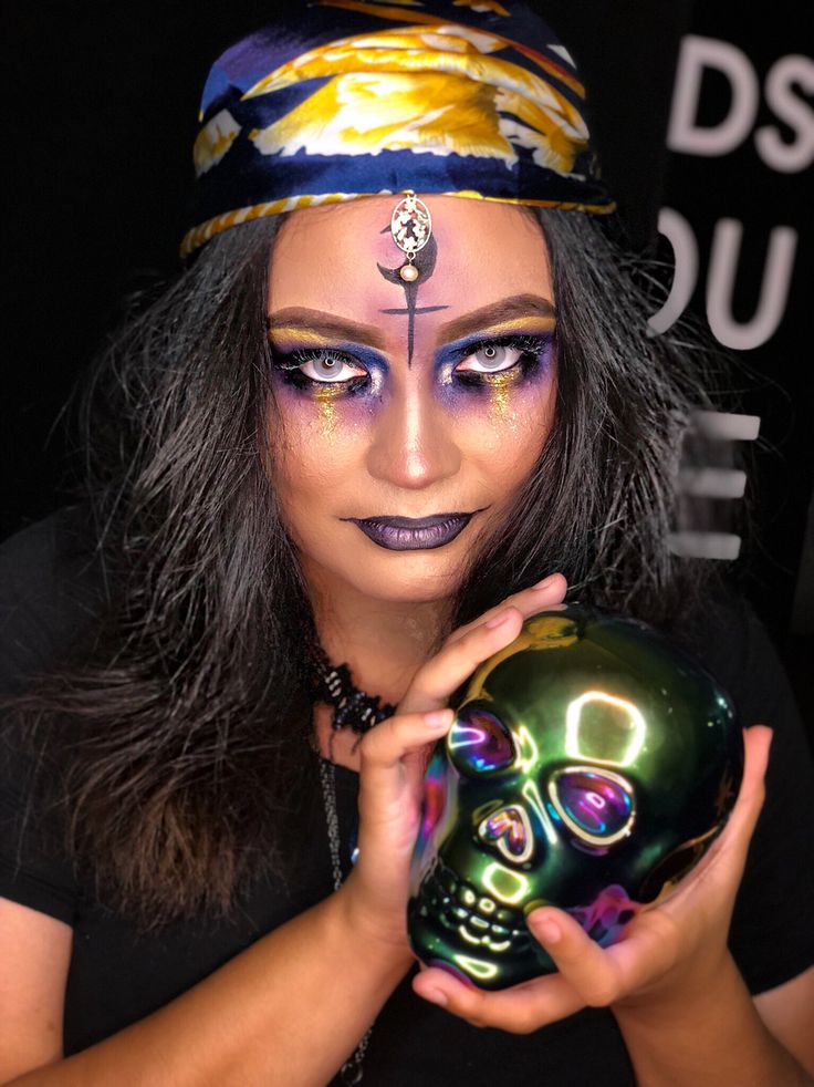 Fortune Teller Makeup, Halloween Makeup, Halloween Face, Face Makeup, Halloween Face Makeup, Hair Makeup, Halloween, Makeup, Hair Styles