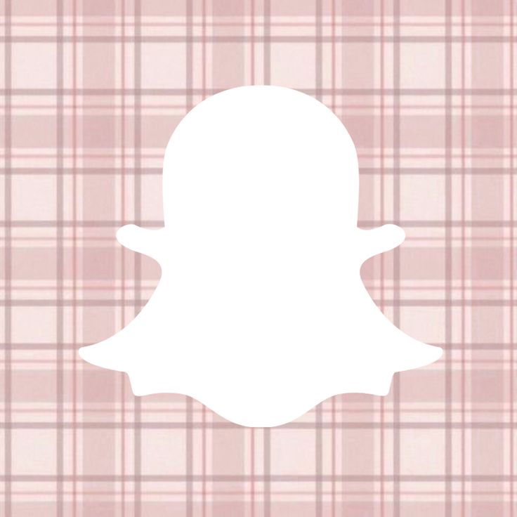 a white snap icon on a pink plaid background