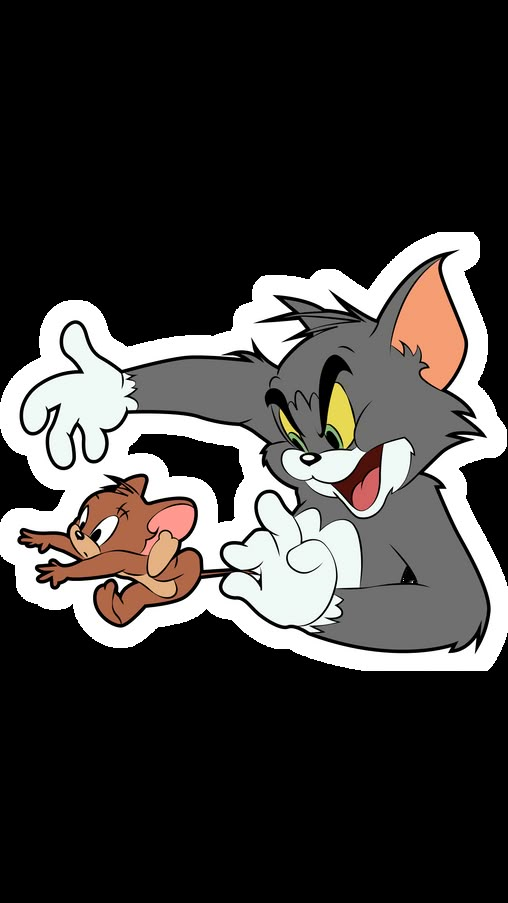 an image of a cartoon cat chasing a mouse with his paw out and mouth wide open