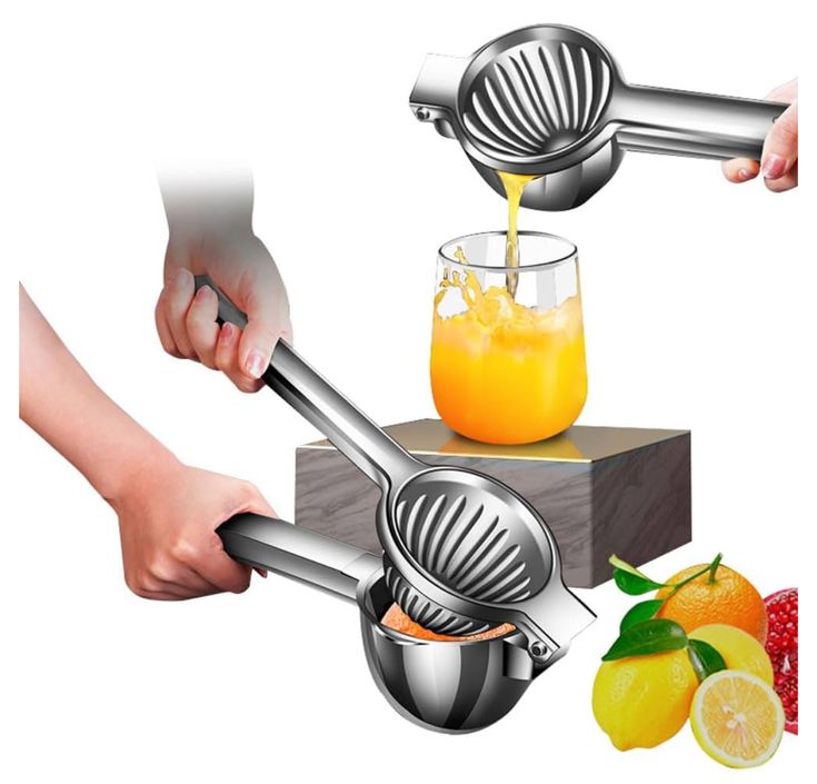 a person is pouring orange juice into a glass with a metal strainer on it