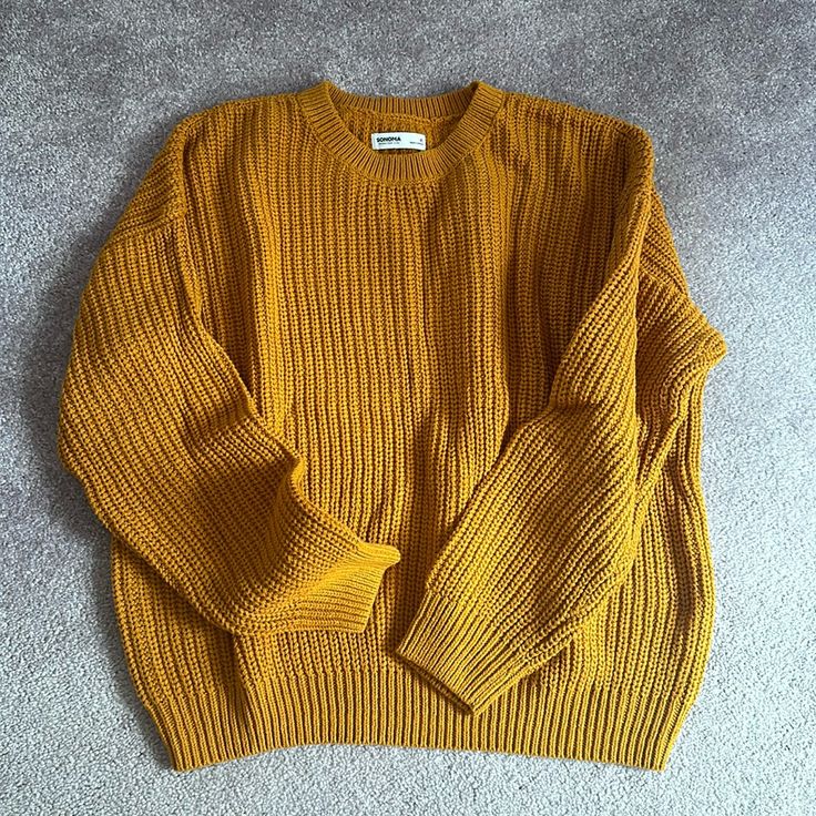 Nwot Sonoma Sweater Petite Large Goldenrod Color Yellow Grandpa Sweater, Oversized Long Sleeve Mustard Sweater, Mustard Oversized Long Sleeve Sweater, Yellow Oversized Cozy Sweater, Mustard Yellow Sweater, Mustard Long-sleeve Winter Sweater, Gold Sweater, Mustard Sweater, Yellow Sweater