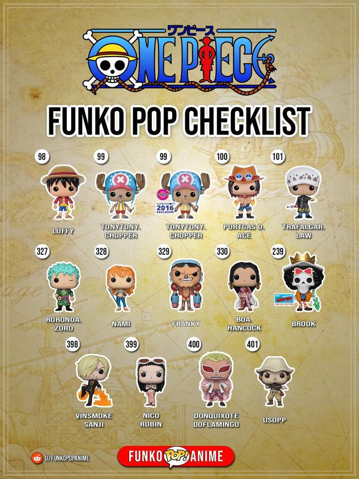 the funky pop checklist from one piece