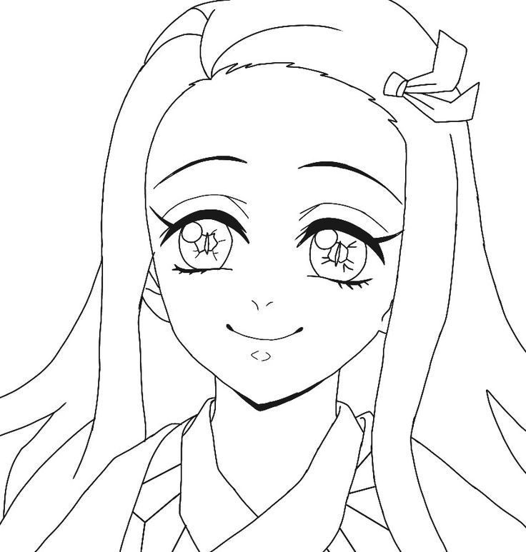 Nezuko Base Drawing, Nezuko Outline, Kny Coloring Page, Nezuko Lineart, Demon Slayer Line Art, Demon Slayer Lineart, Demon Slayer Drawing Easy, Demon Slayer Reference, Easy Outline Drawings