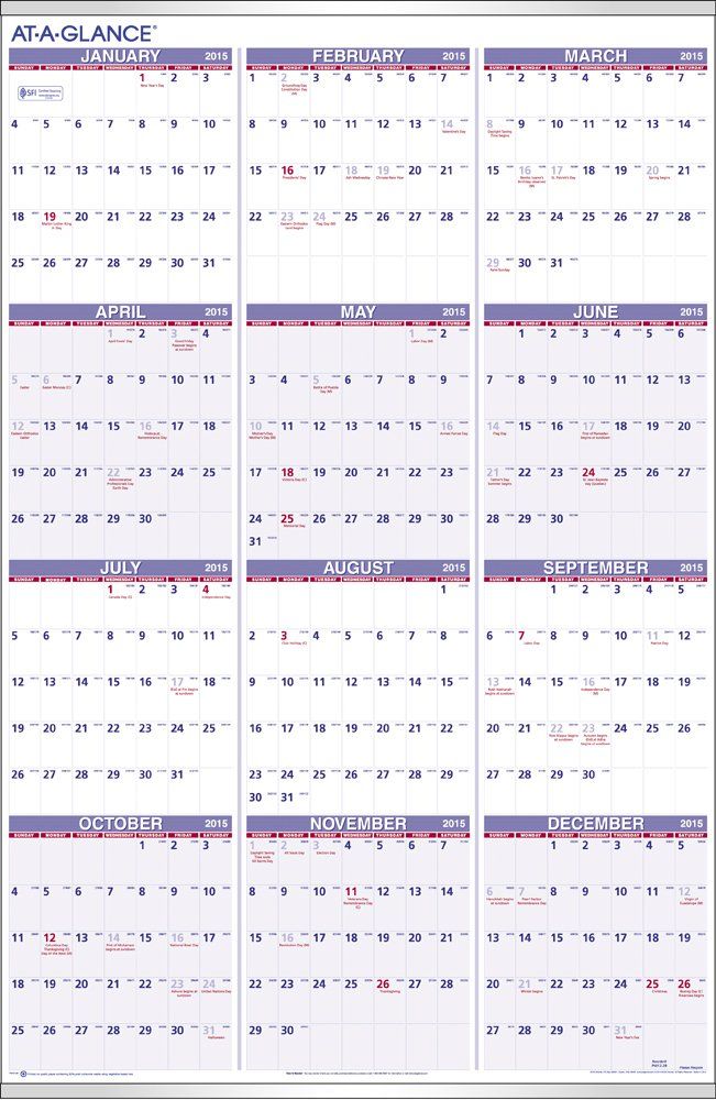 two year calendars with the holidays on each page and one month at a glance