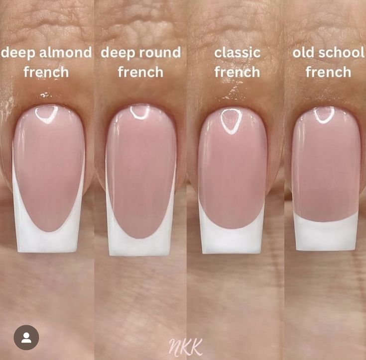 French Classic Nails, French Tip Types, How To Make French Tips Nails, How To French Nails, Types Of French Tips, How To Do French Tips Nails, French Polish Nails, How To Do French Tips, Different French Tips