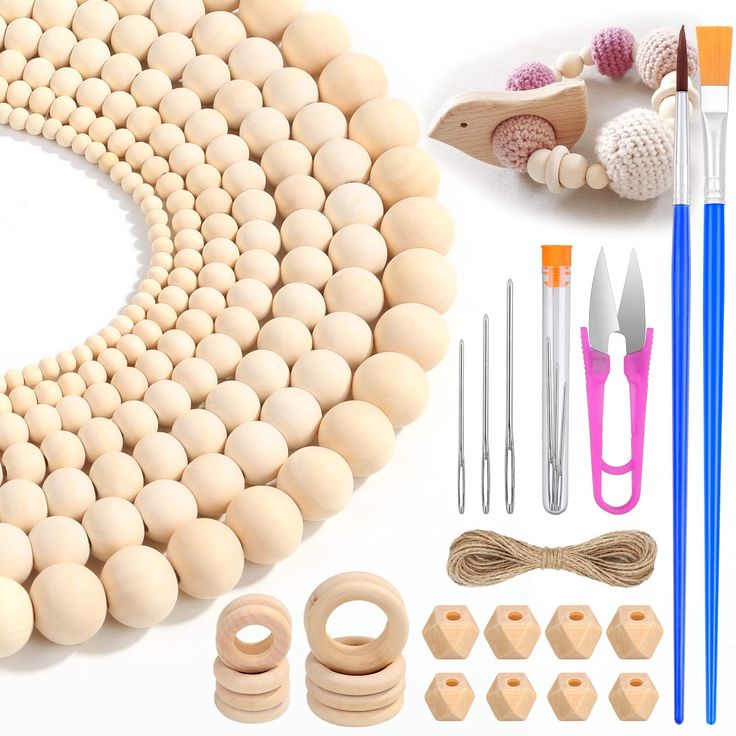 PRICES MAY VARY. [Abundant Wooden Beads Rings for Crafts] You will receive 660 pcs unfinished wood rings beads for crafts with holes in various sizes (20mm 16mm 14mm 12mm 10mm 8mm 6mm wooden beads and 35mm 20mm wood rings), enough for your daily use and replacement. The classic beads match with a variety of crafts projects. Moreover, there also comes with twine, beading needles, scissors which are convenience for your DIY crafting, you can mix these large wood beads up as you like to add more wh Beads Rings, Diy Armband, Beading Needles, Wooden Ring, Macrame Projects, Garland Decor, Wood Rings, Beaded Garland, Wooden Rings