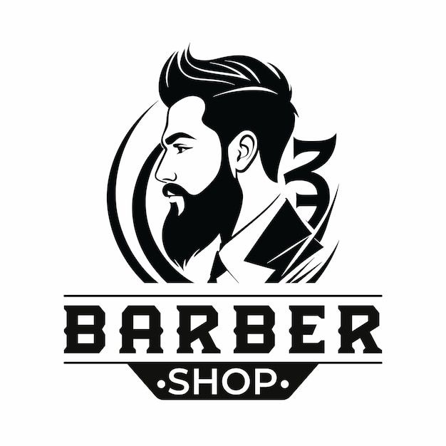 the barber shop logo with a man's face