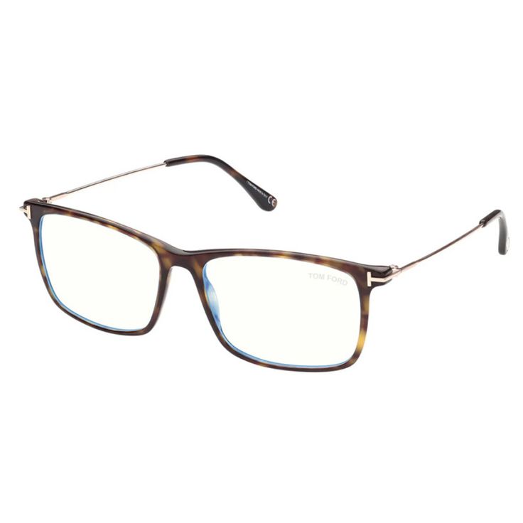 Tom Ford FT5758-B 052 Spotted Havana/Gold/Clear Blue Light Block Lens 54mm Clear Eyeglasses, Tortoise Glasses, Ford Accessories, Men's Toms, Gentle Monster, Mens Glasses, Cleaning Cloth, Brown Gold, Blue Light